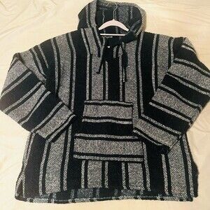 Handmade Mexican Baja Hoodie Poncho/ Unisex